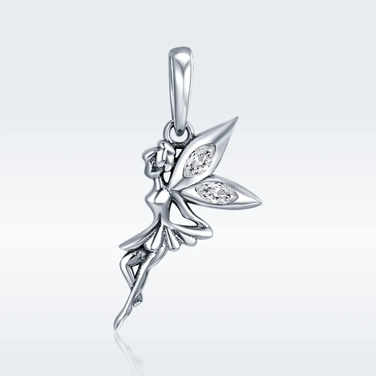 Pandora Style Silver White Flower Fairy Dingle - SCC359