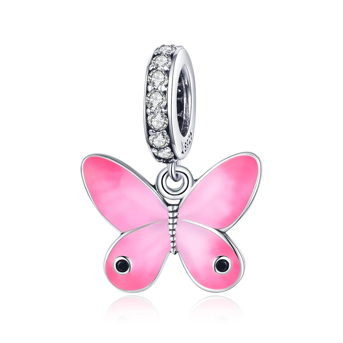 Pandora Style Sølv Rosa Butterfly Dingle - SCC1728