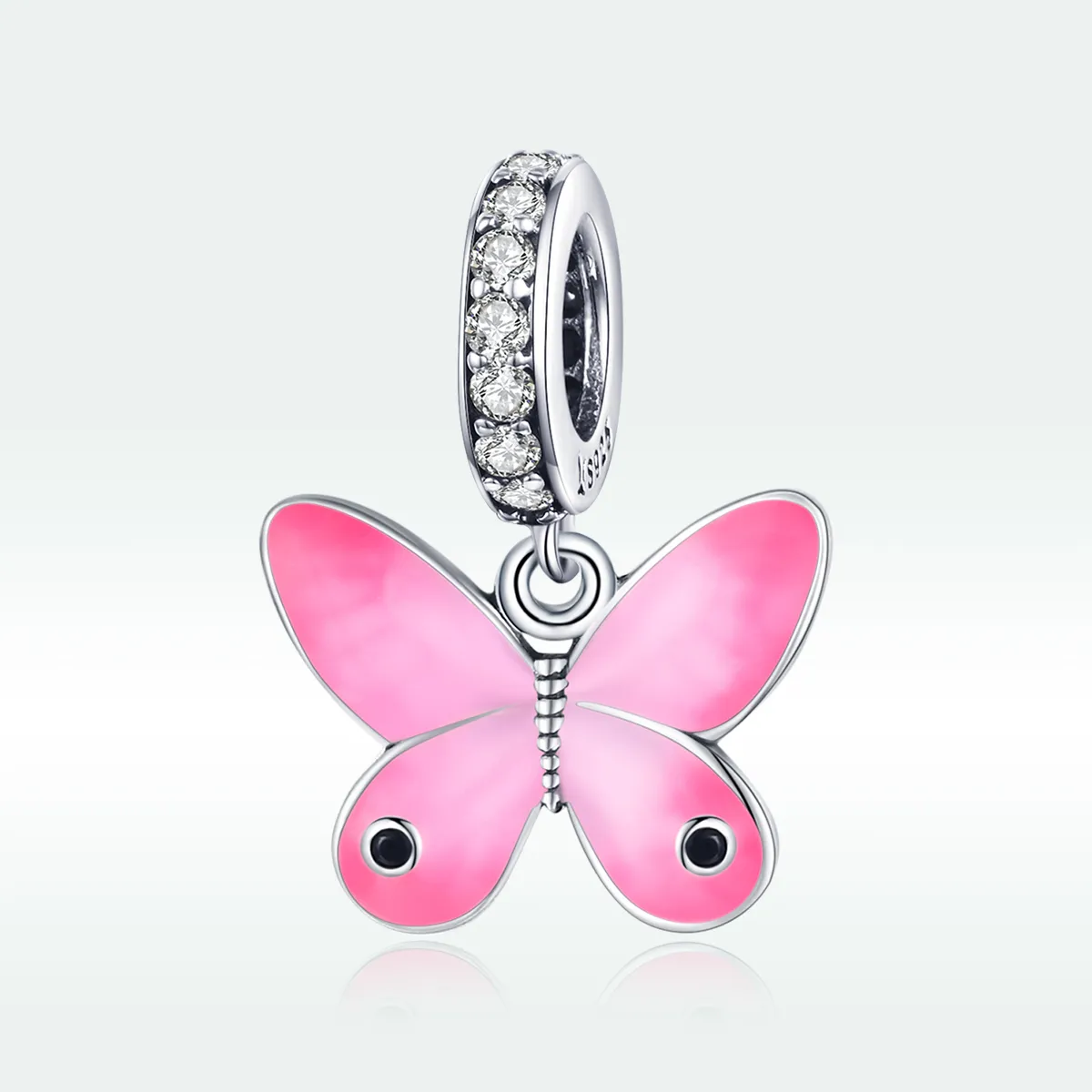 Pandora Style Sølv Rosa Butterfly Dingle - SCC1728