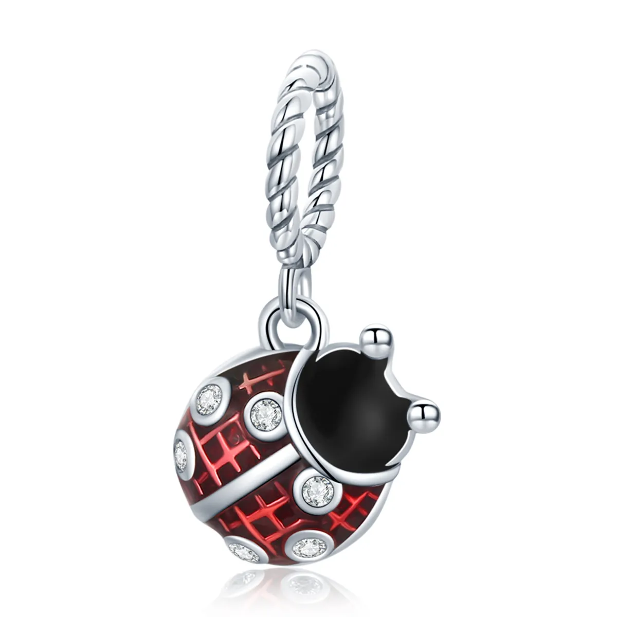 Pandora Style Sølv Seks-Star Ladybug Dangle - SCC1874