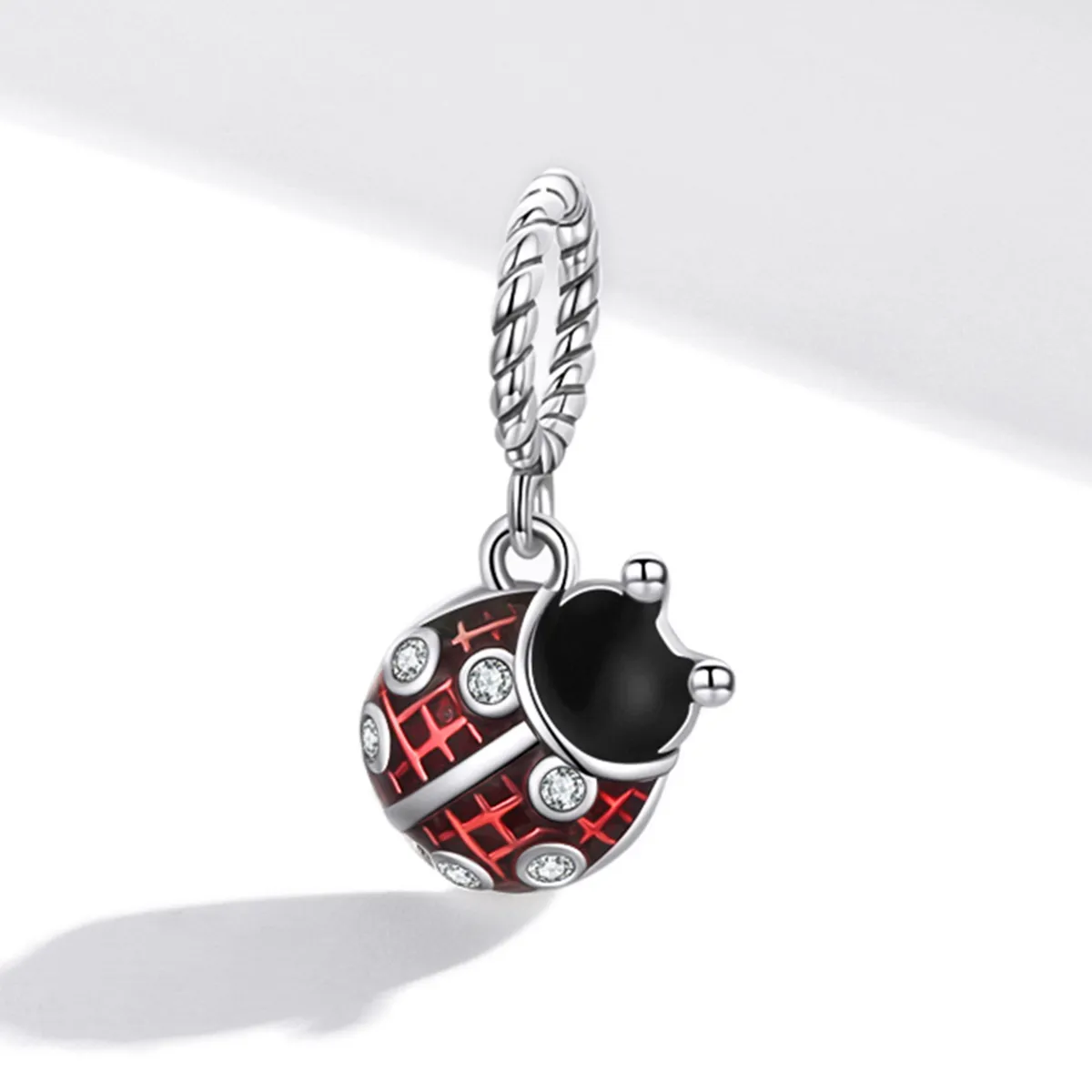 Pandora Style Sølv Seks-Star Ladybug Dangle - SCC1874