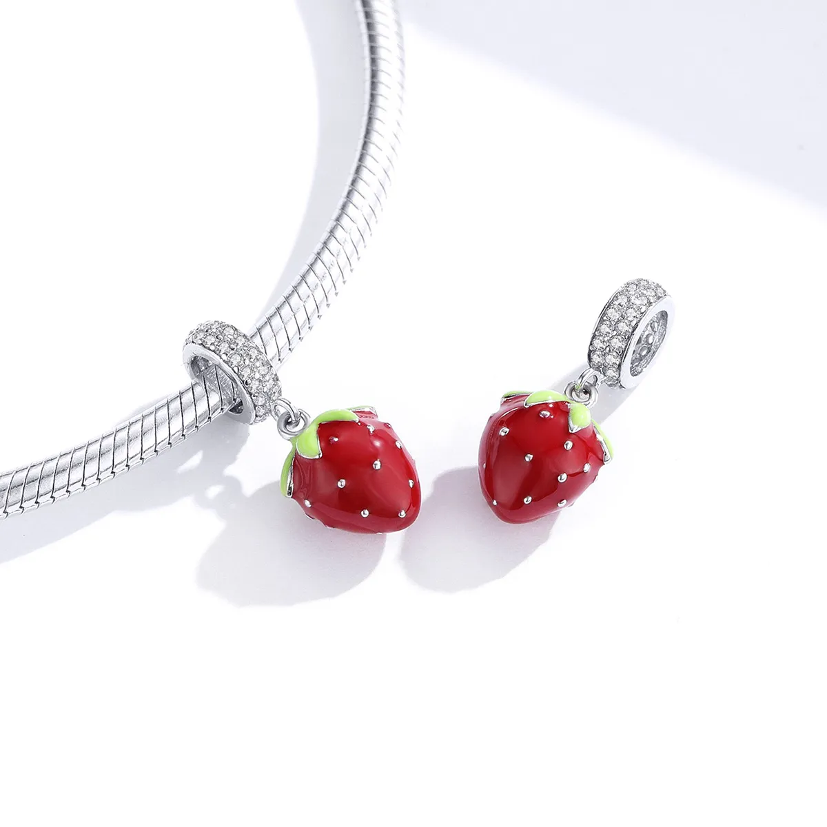 Pandora Style Sølv Søt Strawberry Dangle - SCC1537