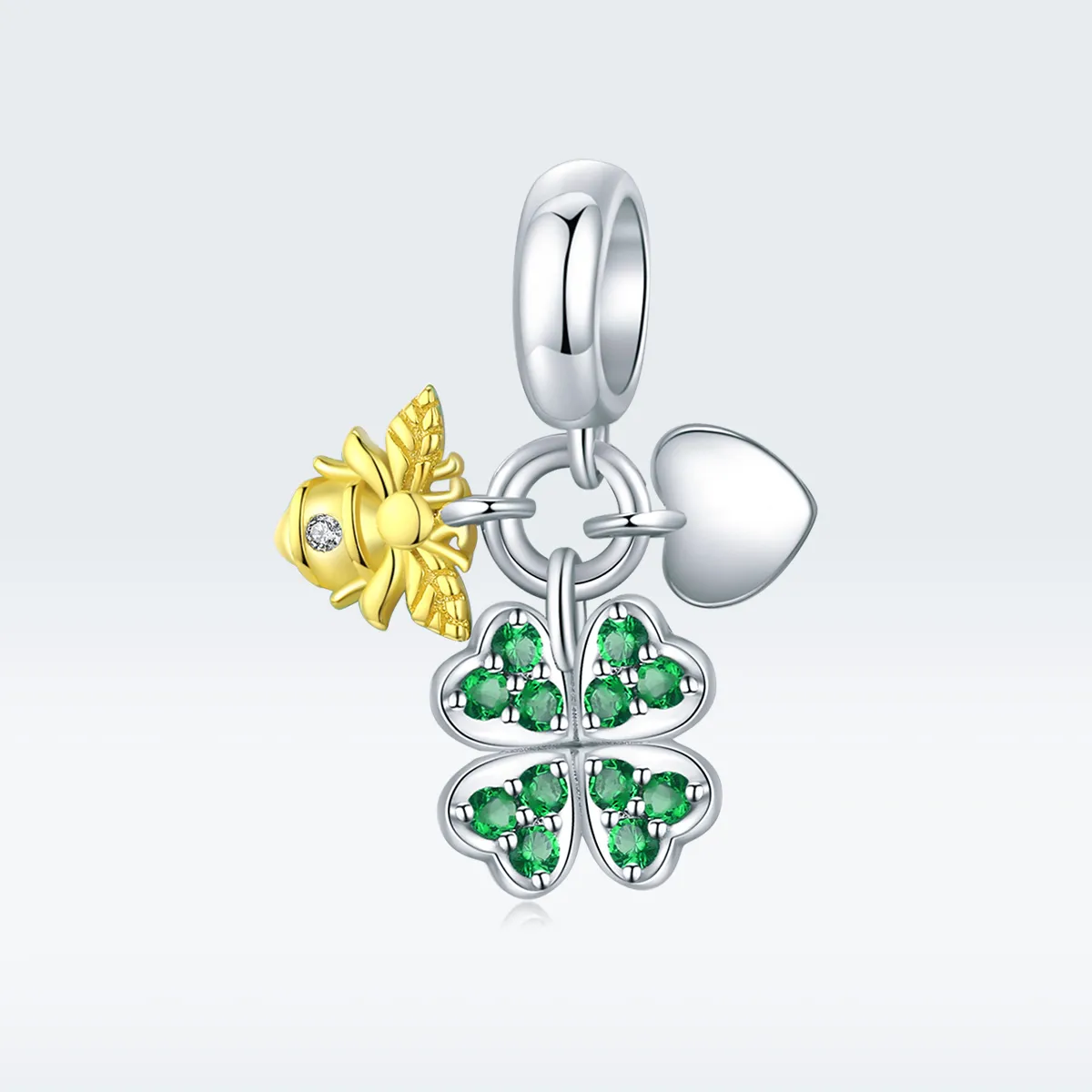 Pandora Style Two Tone Bicolor Clover Med Bee Dingle - BSC303