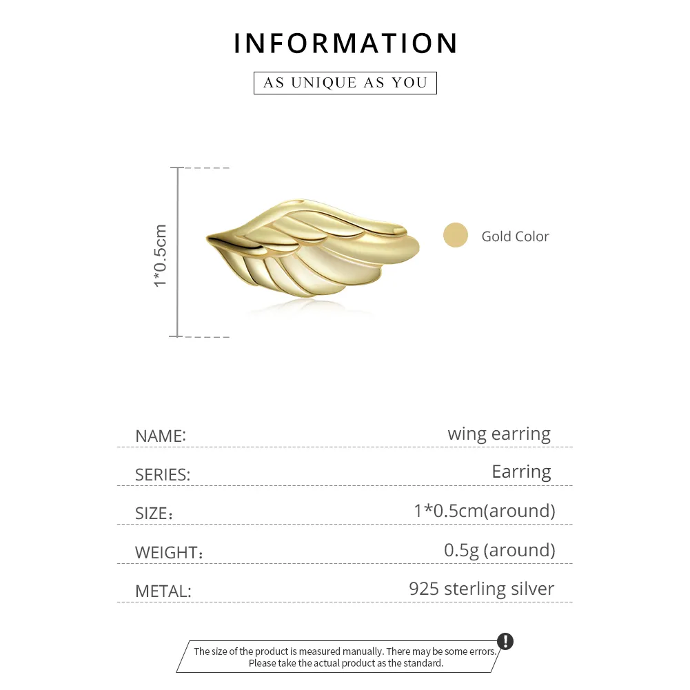 Pandora Style 18ct Gold Plated Wing Stud Earrings - SCE1092