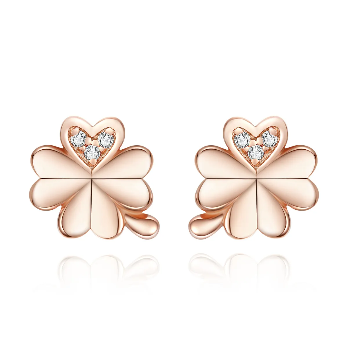 Pandora Style Rose Gold Clover øredobber - BSE233