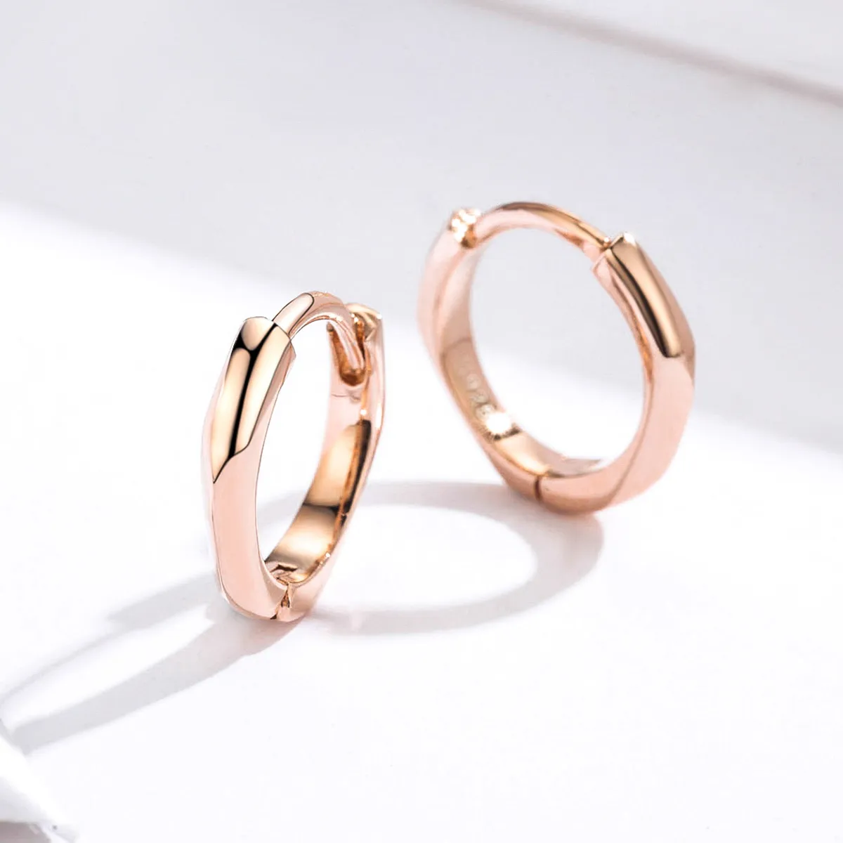 Pandora Style Rose Gold Simple Hoop øredobber - BSE119