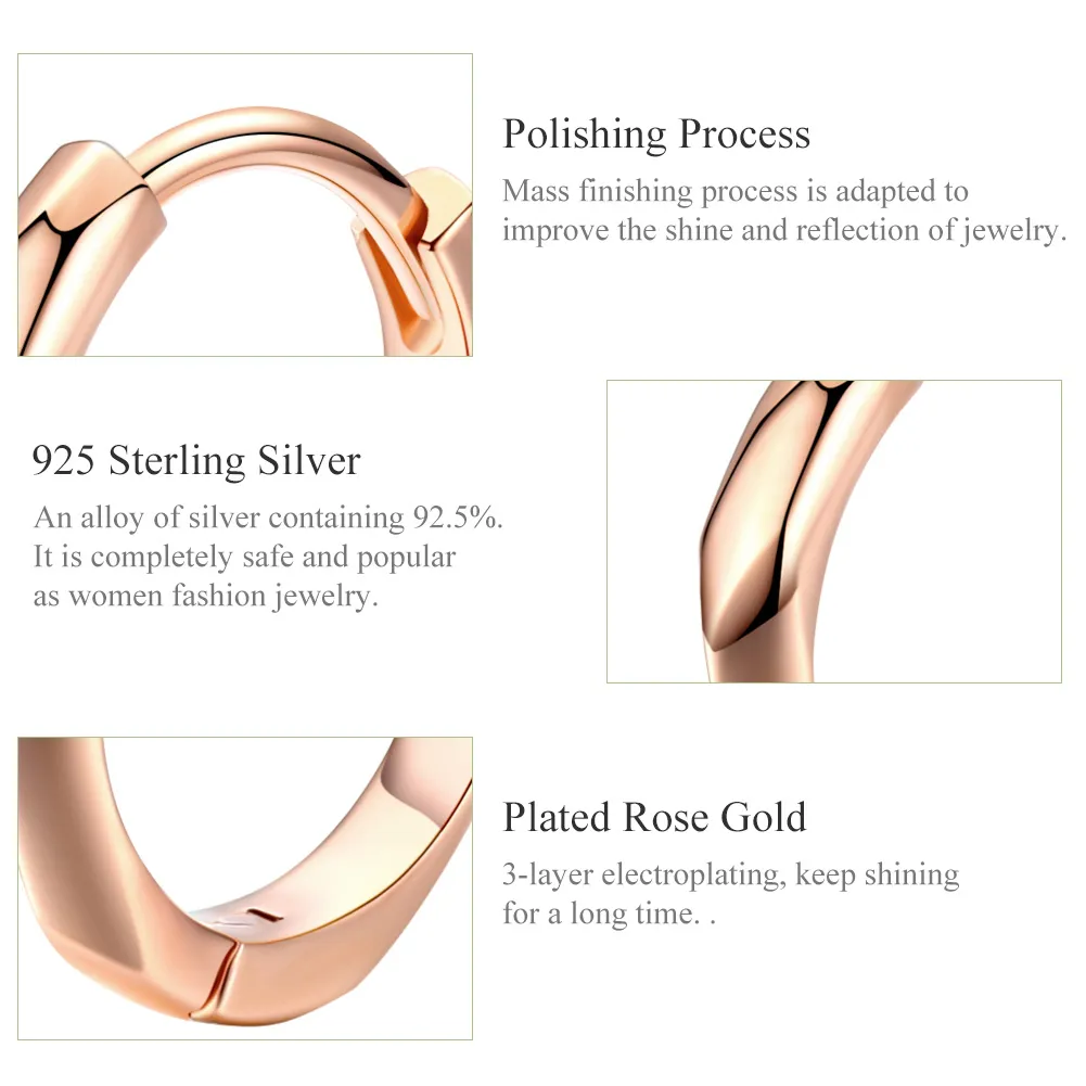 Pandora Style Rose Gold Simple Hoop øredobber - BSE119