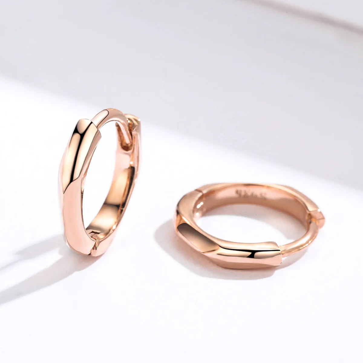 Pandora Style Rose Gold Simple Hoop øredobber - BSE119