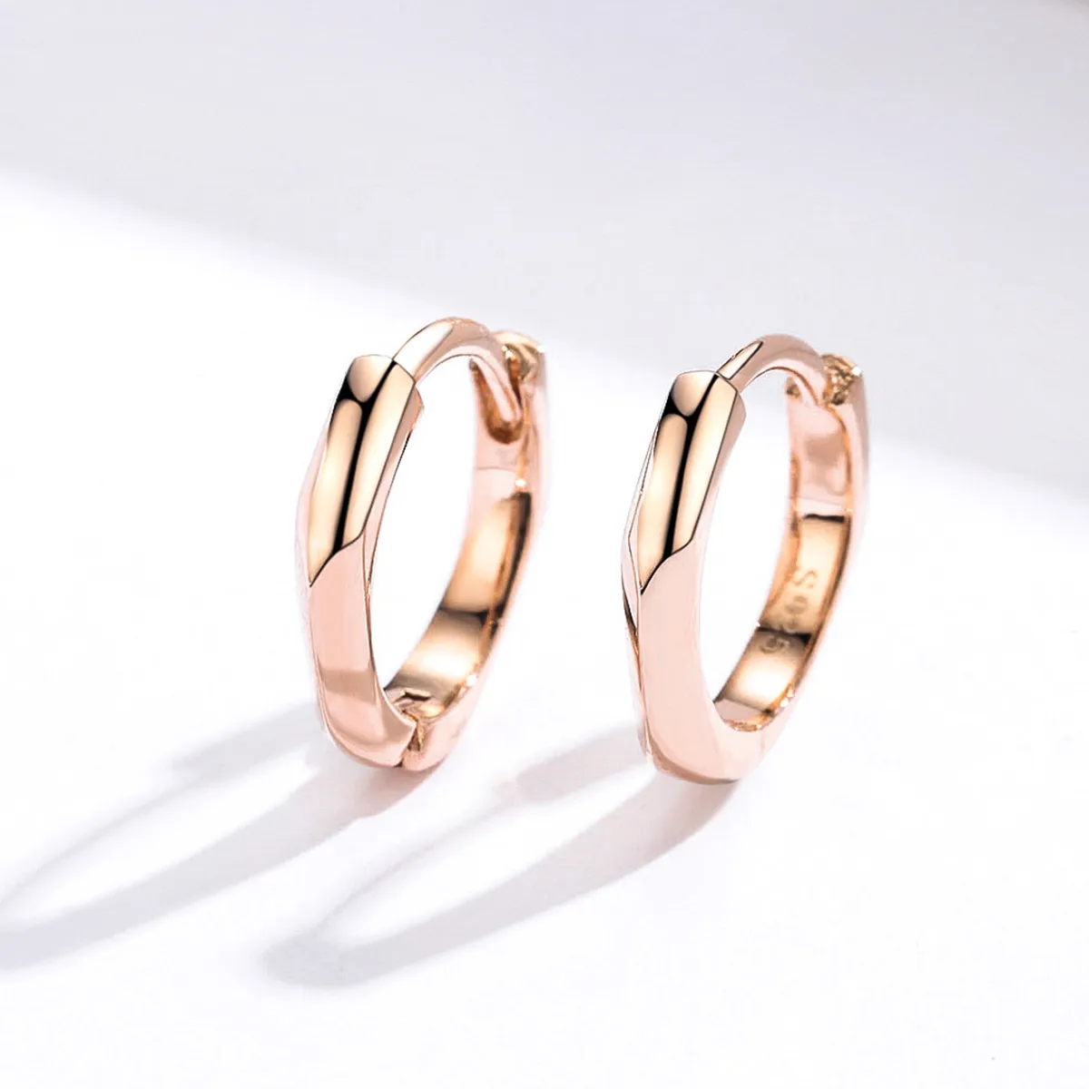 Pandora Style Rose Gold Simple Hoop øredobber - BSE119