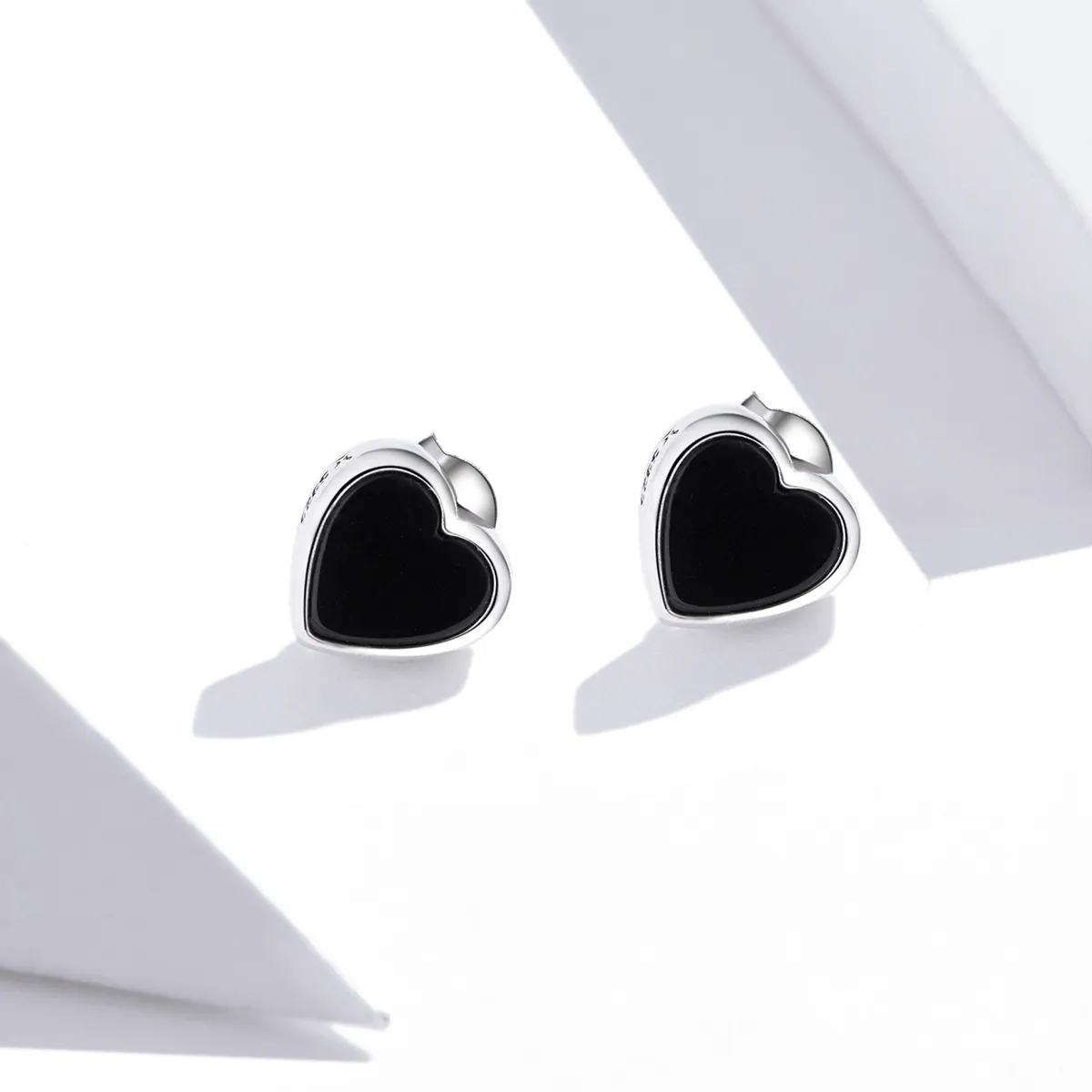 Pandora Style Silver Agate Love Stud Earrings - SCE915