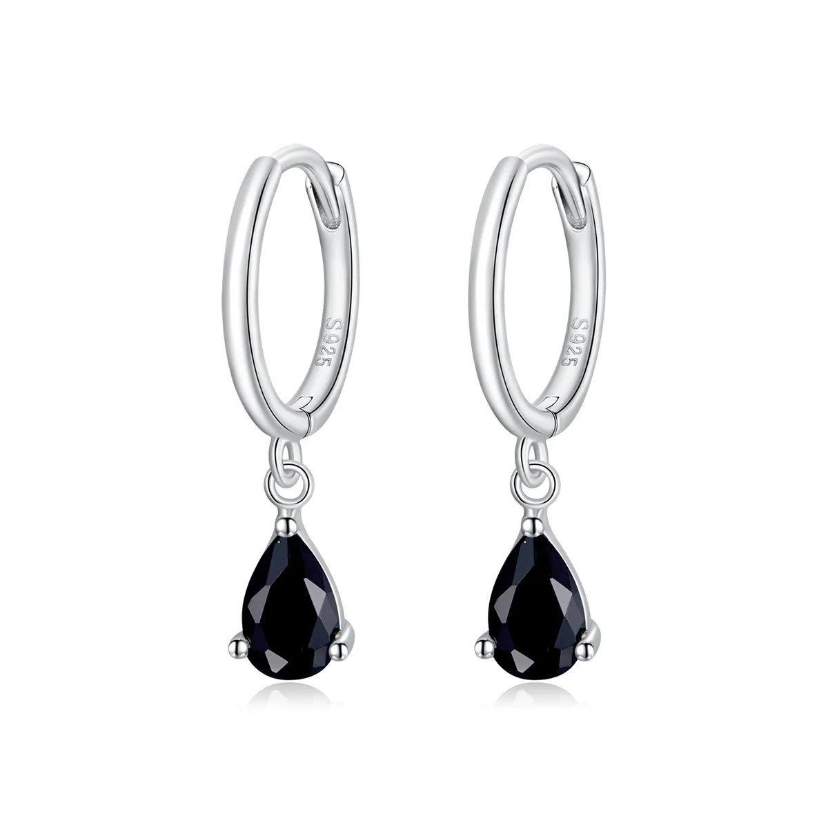 Pandora Style Silver Black Drop Dangle øredobber - SCE1018-BK