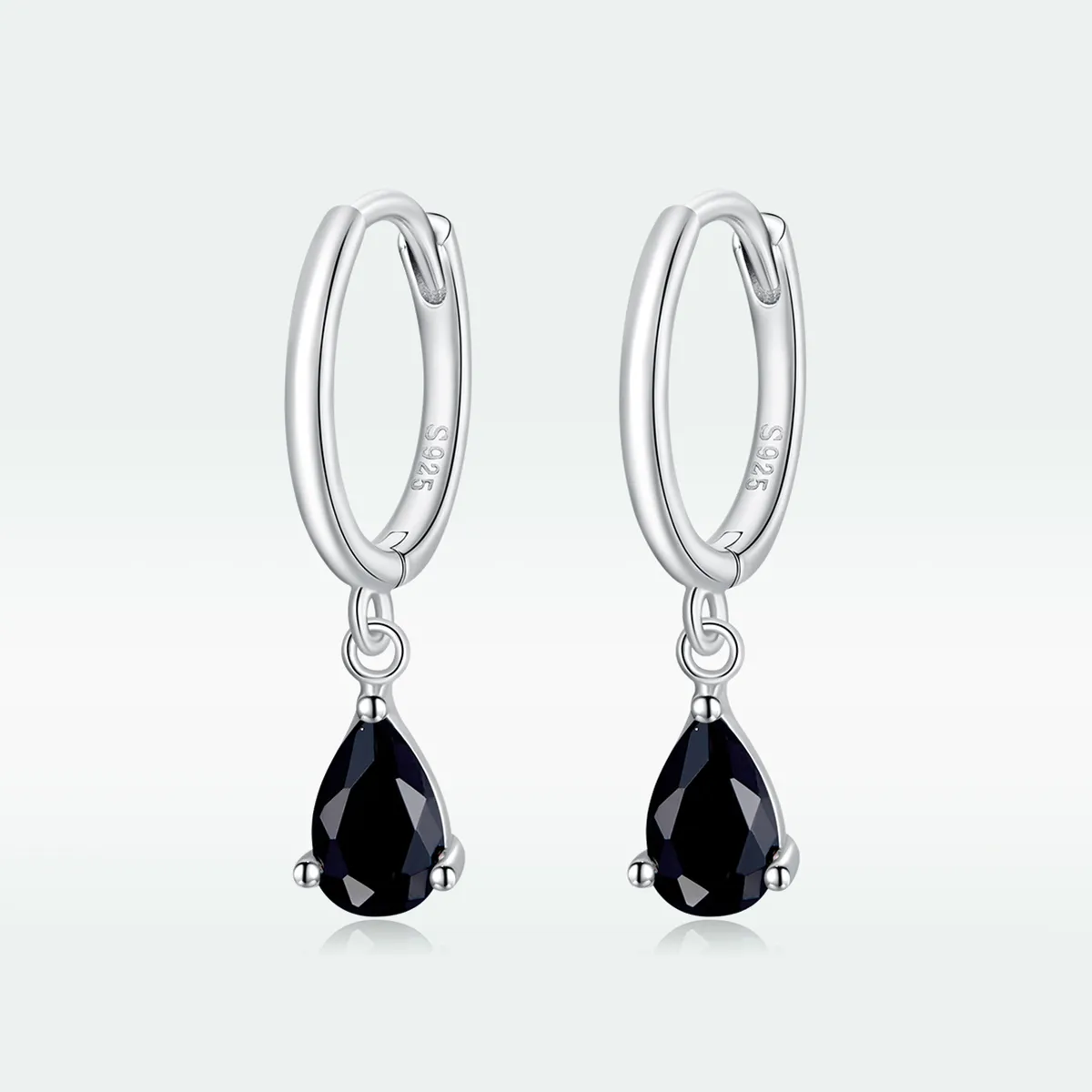 Pandora Style Silver Black Drop Dangle øredobber - SCE1018-BK