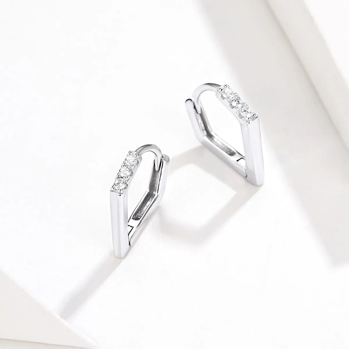 Pandora Style Silver Geometry Hoop øredobber - BSE162