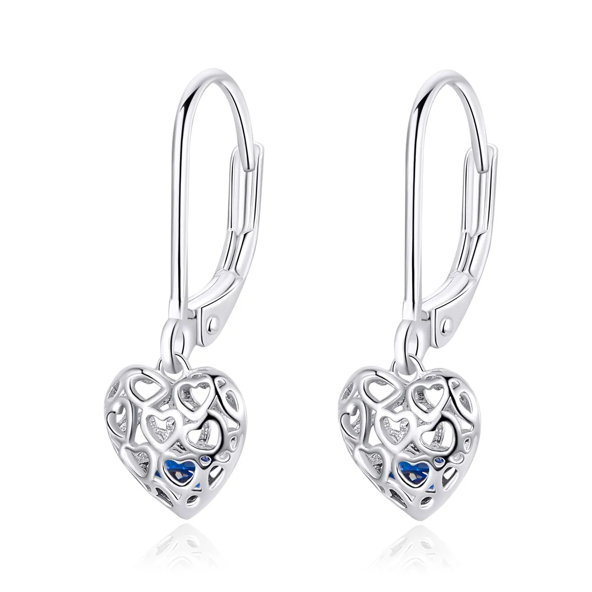 Pandora Style Silver Heart Shape Dingle øredobber - SCE746