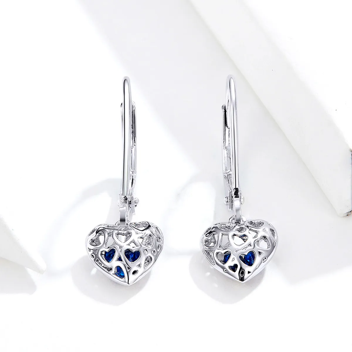 Pandora Style Silver Heart Shape Dingle øredobber - SCE746