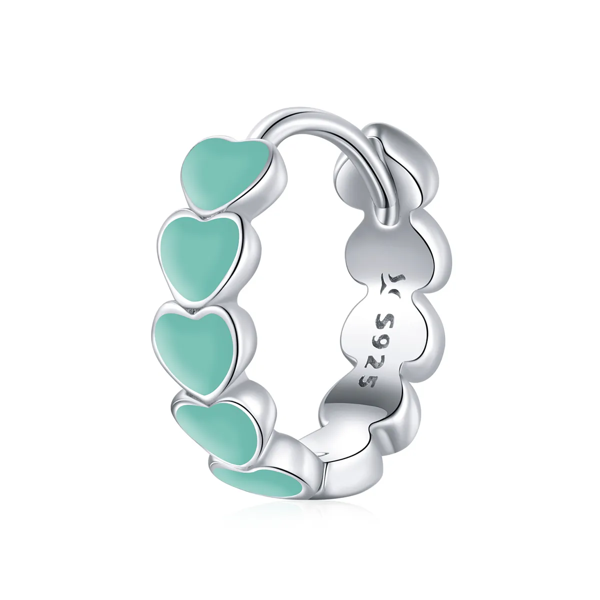 Pandora Style Silver Hearts Hoop øredobber - SCE1052-TQ