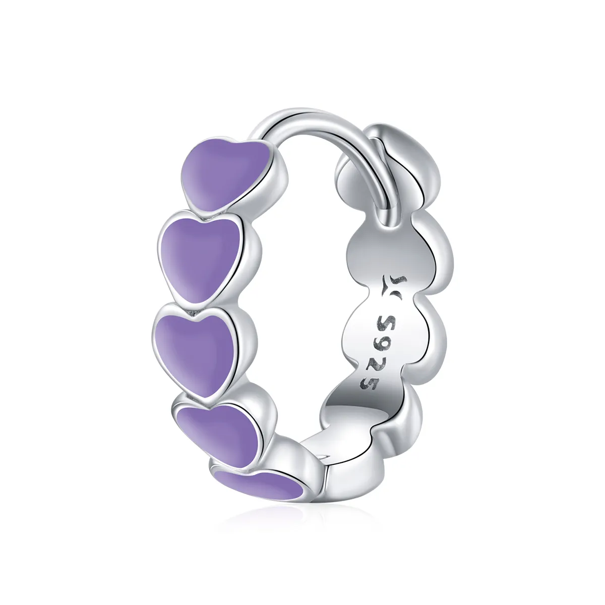 Pandora Style Silver Hearts Hoop øredobber - SCE1052-VT