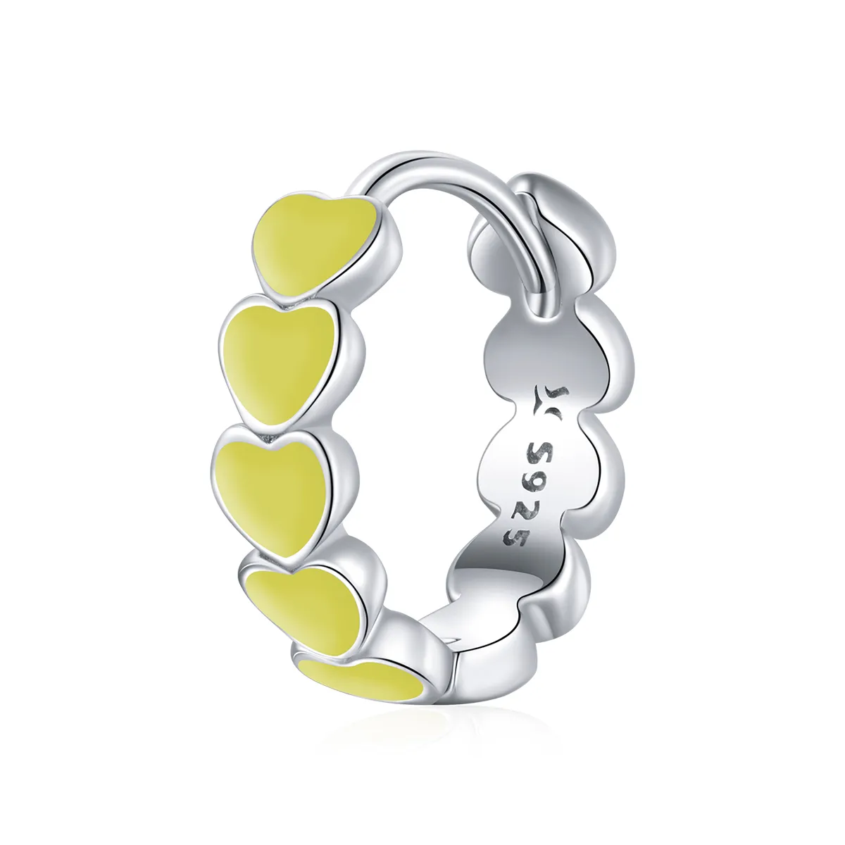 Pandora Style Silver Hearts Hoop øredobber - SCE1052-YE