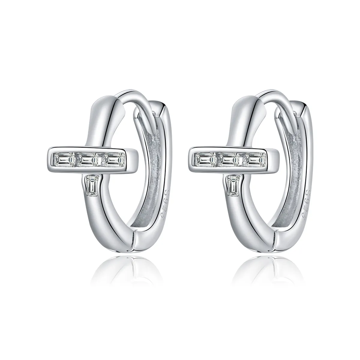 pandora style silver shining hoop øredobber sce1041