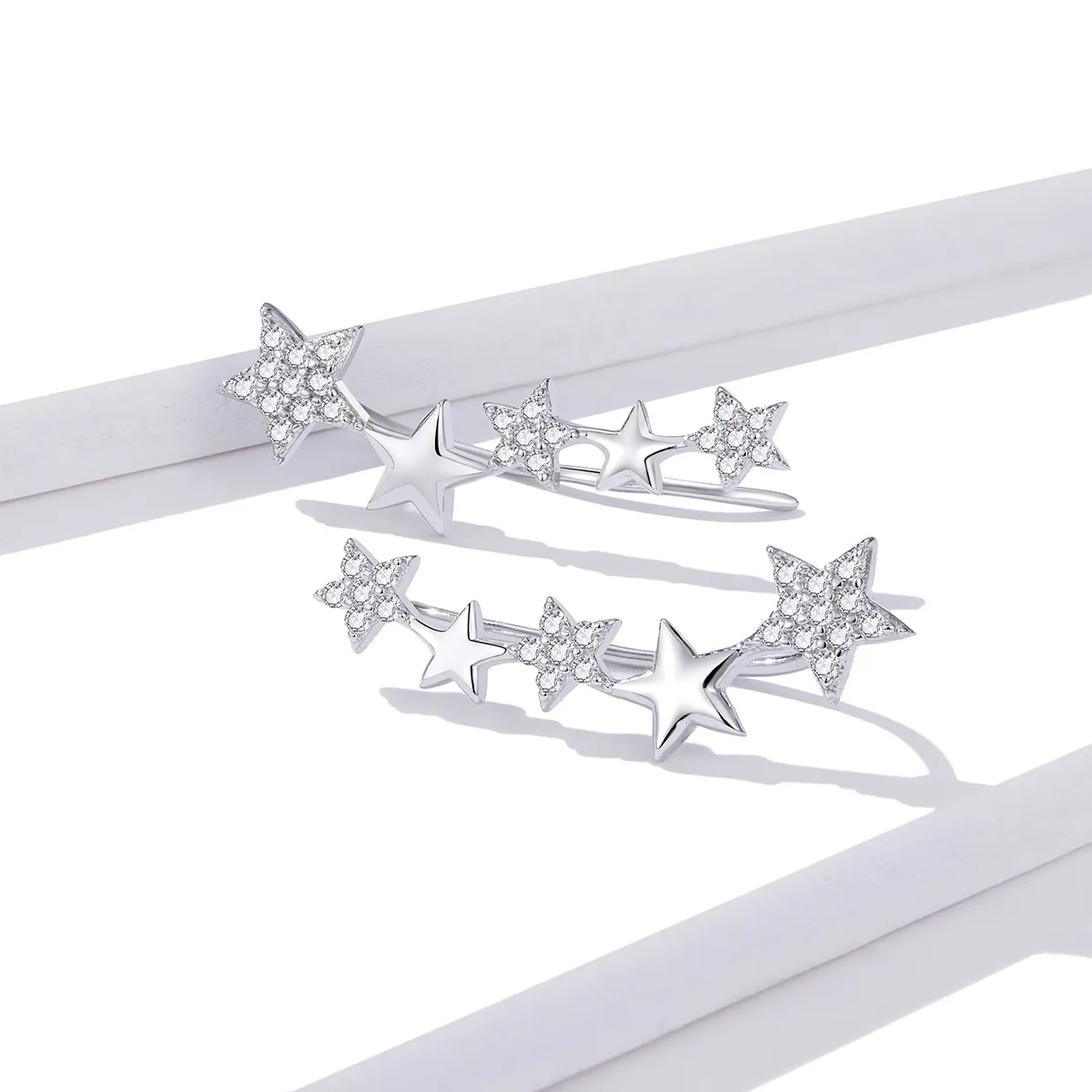 Pandora Style Silver Shining Stars Stud Earrings - BSE351