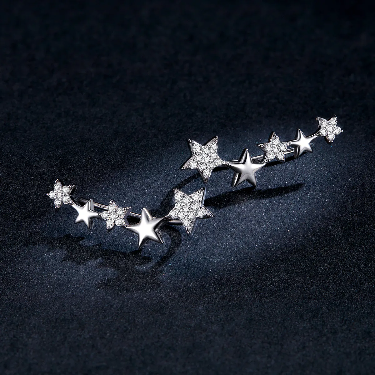 Pandora Style Silver Shining Stars Stud Earrings - BSE351