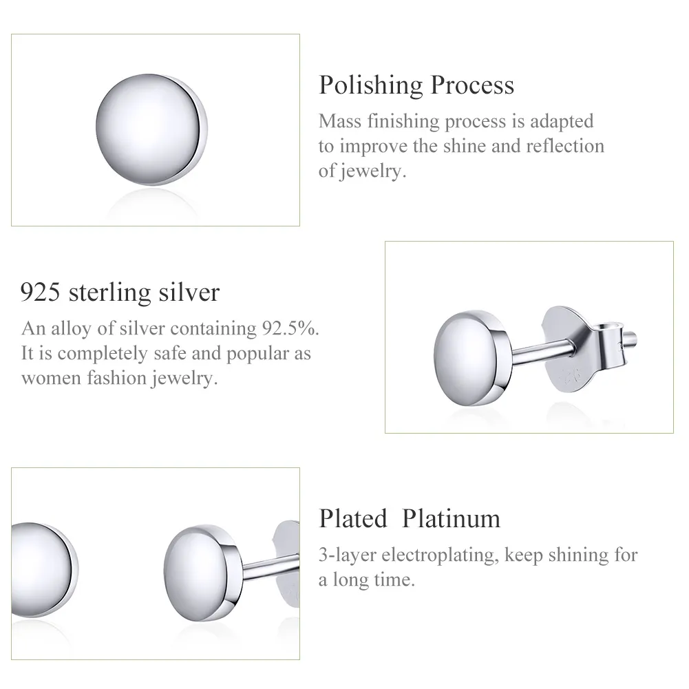 Pandora Style Silver Simple Bean Stud øredobber - SCE705-A