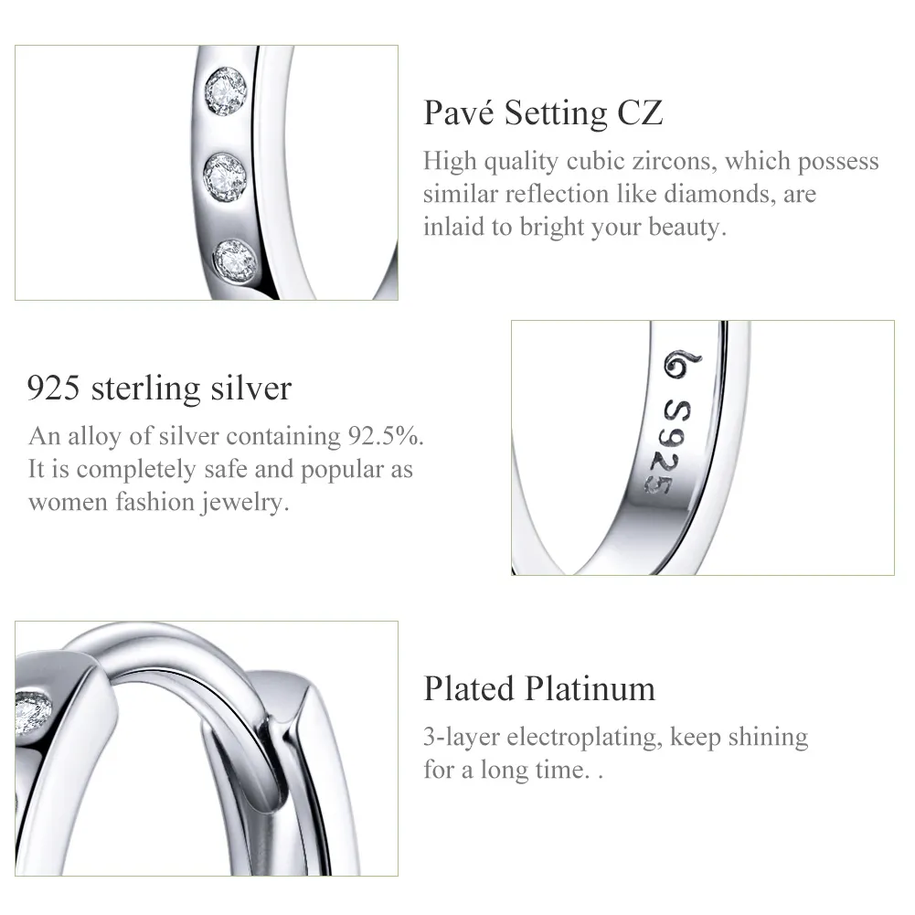 Pandora Style Silver Simple Hoop øredobber - BSE101