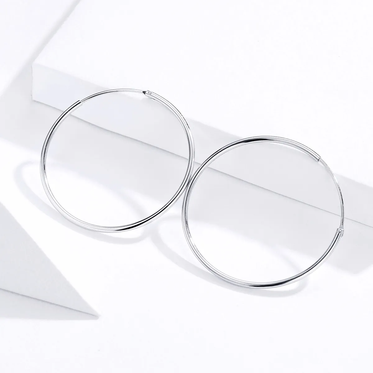 Pandora Style Silver Simple Line Hoop øredobber - SCE710