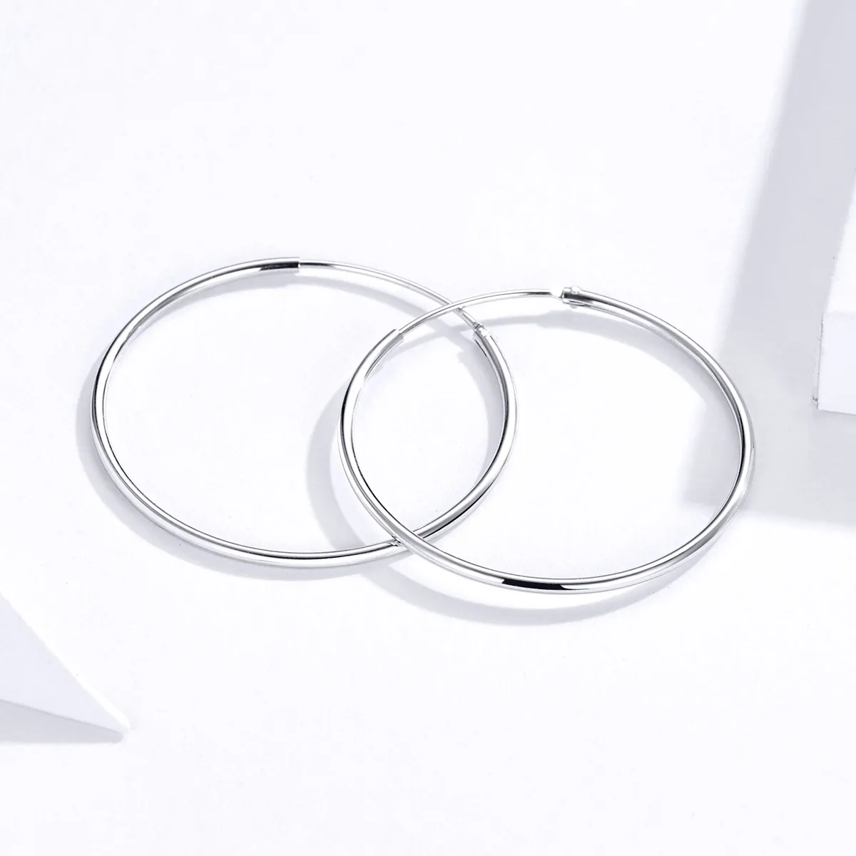 Pandora Style Silver Simple Line Hoop øredobber - SCE710