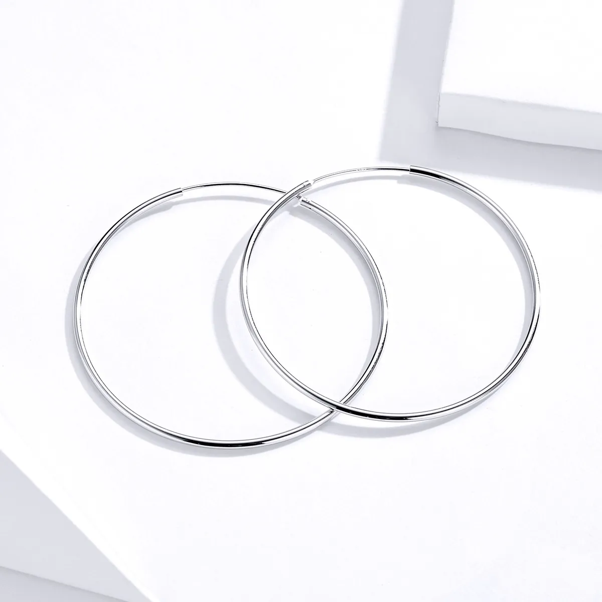 Pandora Style Silver Simple Line Hoop øredobber - SCE711