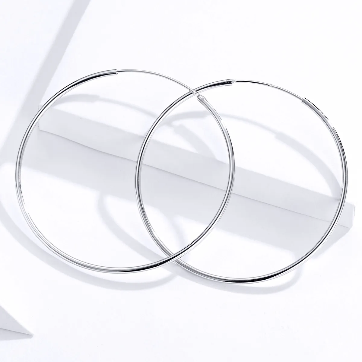 Pandora Style Silver Simple Line Hoop øredobber - SCE711