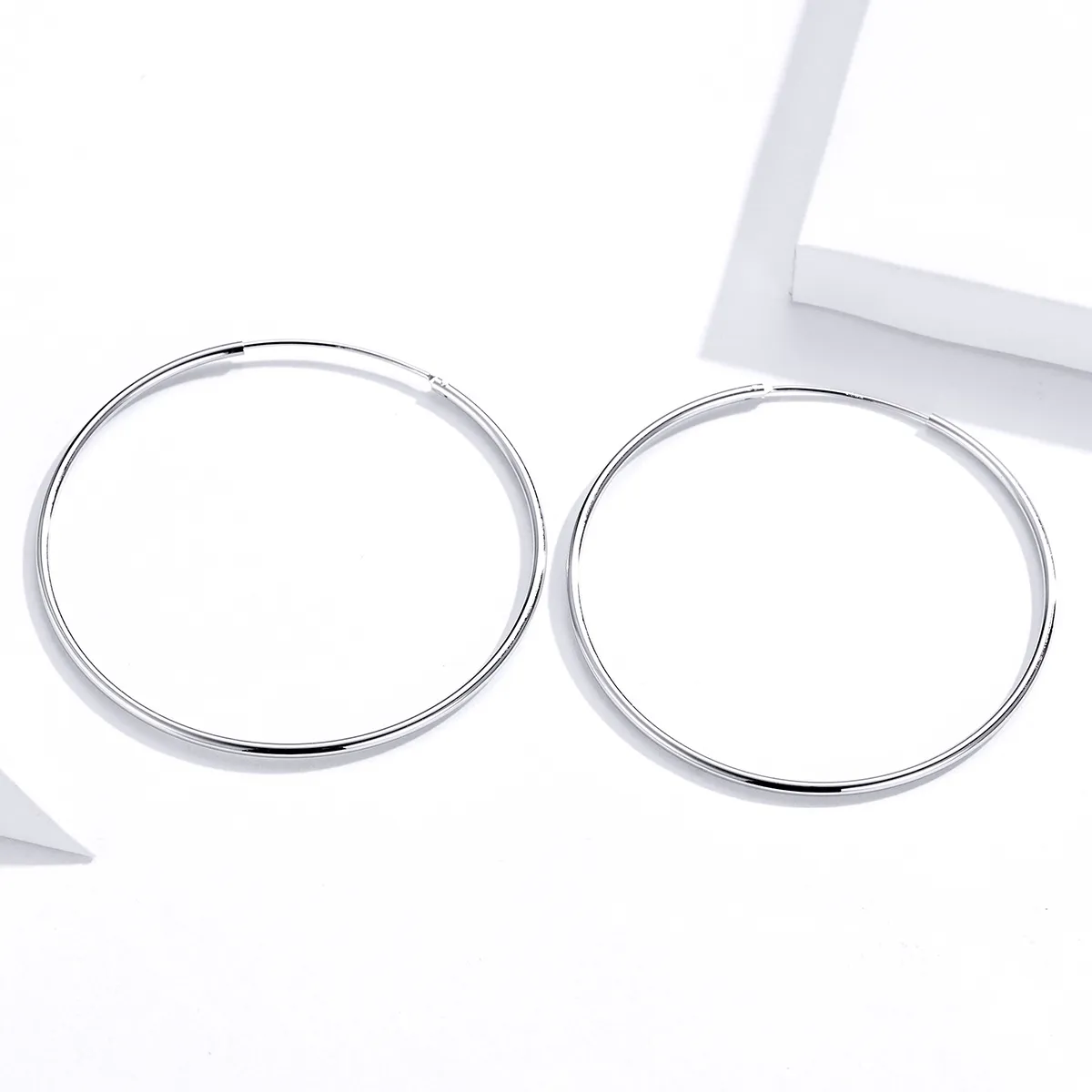 Pandora Style Silver Simple Line Hoop øredobber - SCE711