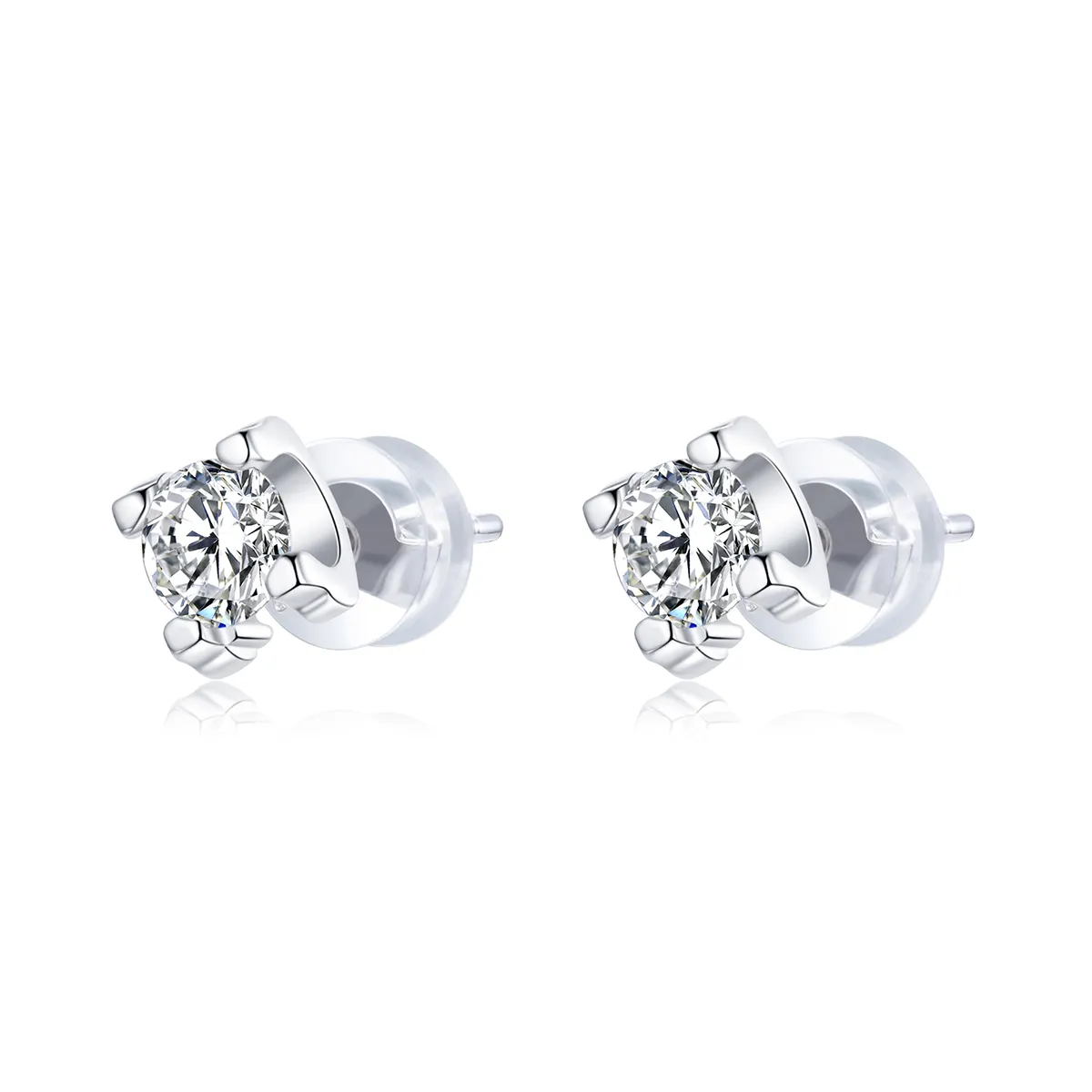 Pandora Style Silver Simple Zircon Stud Earrings - SCE974