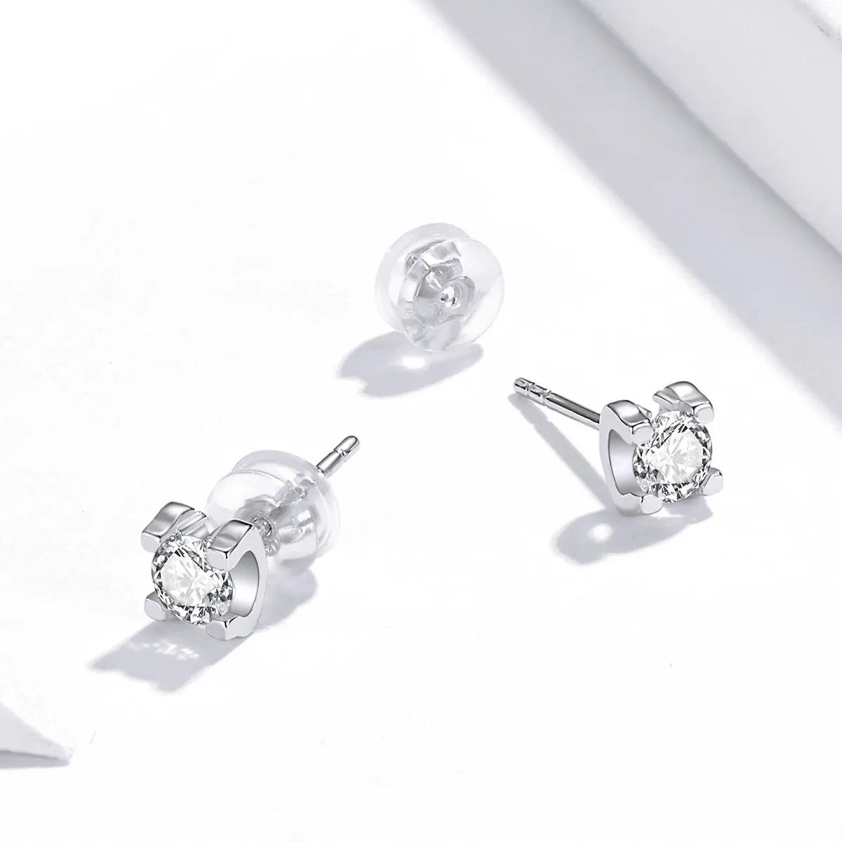 Pandora Style Silver Simple Zircon Stud øredobber - SCE974