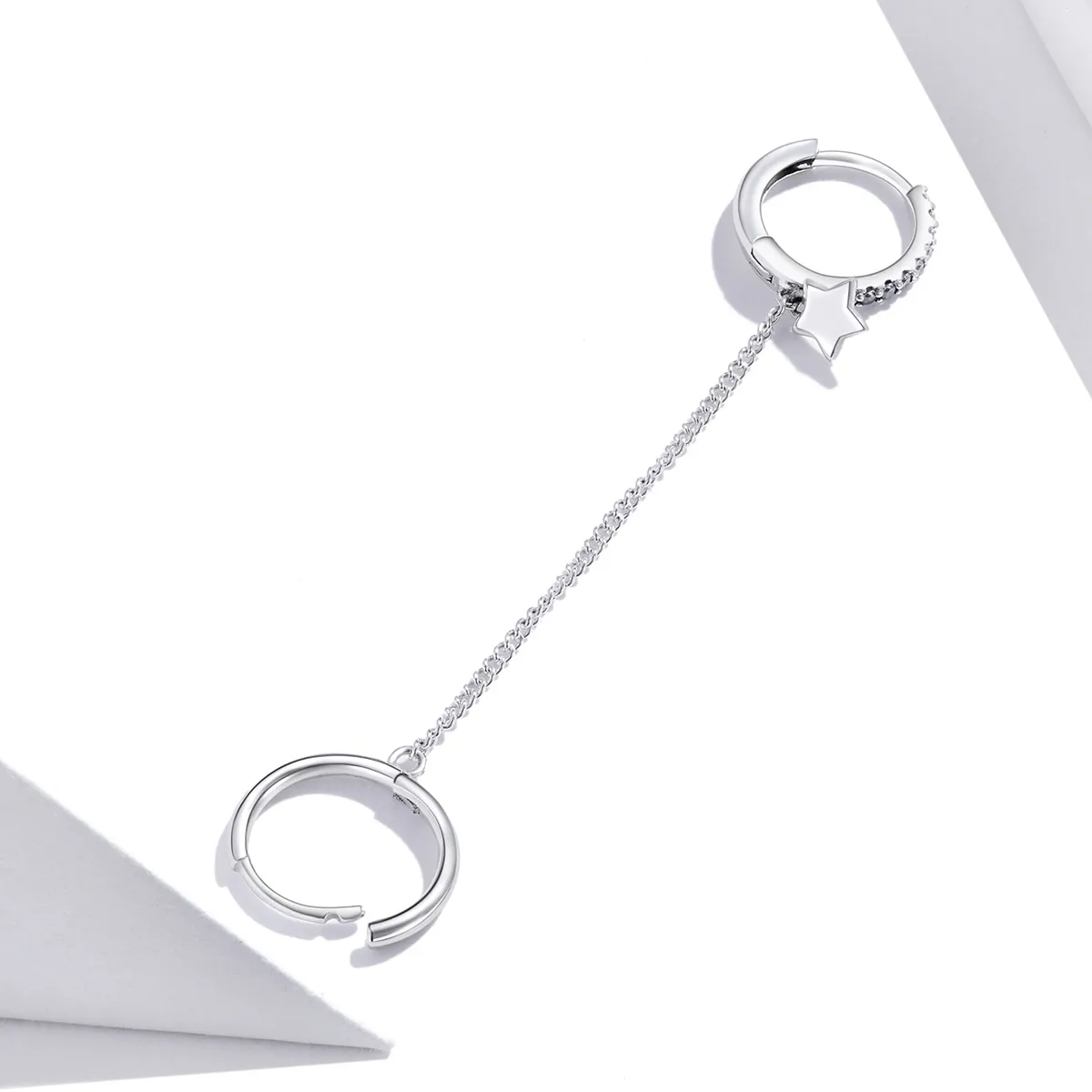 Pandora Style Silver Single Star Dangle øredobber - SCE914