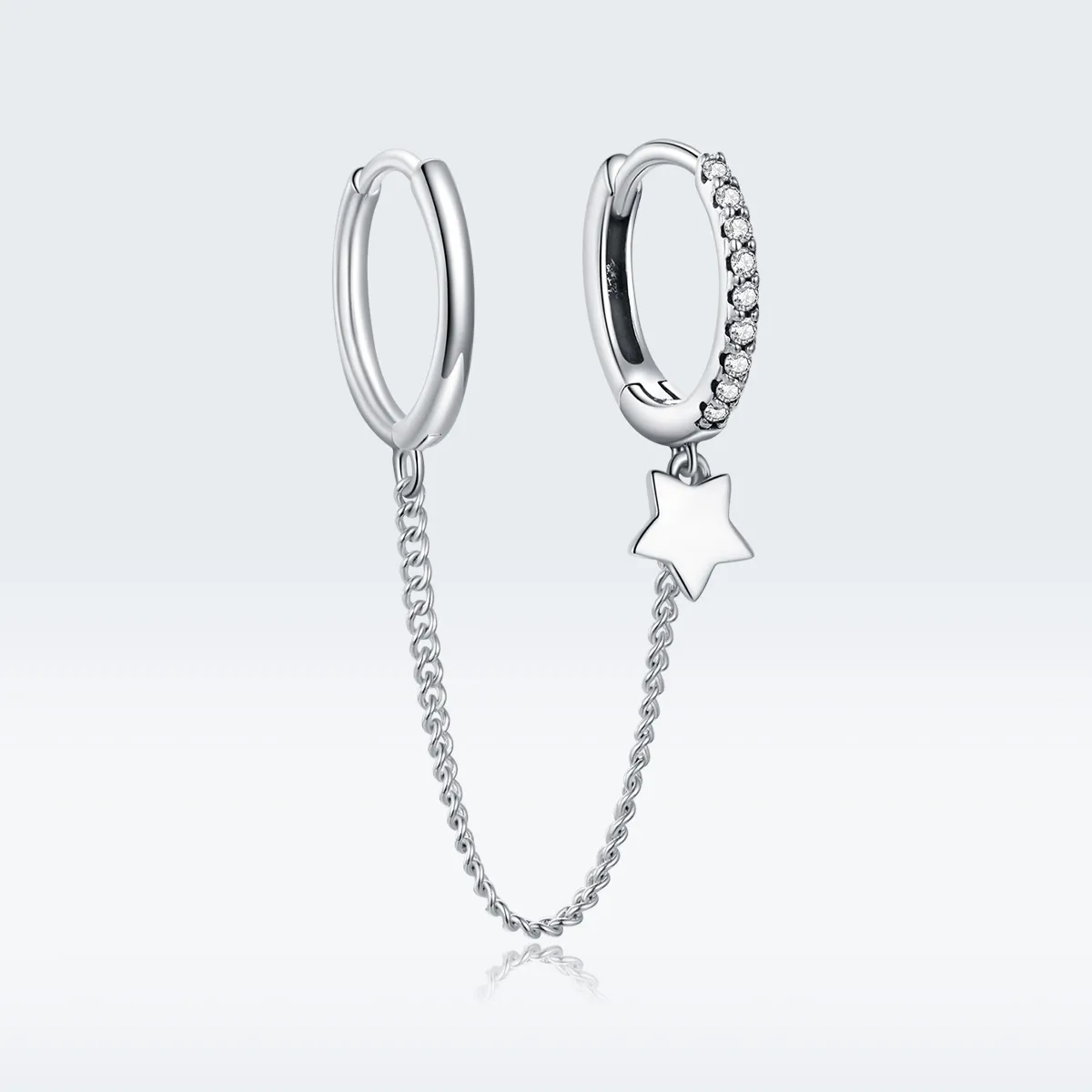 Pandora Style Silver Single Star Dangle øredobber - SCE914