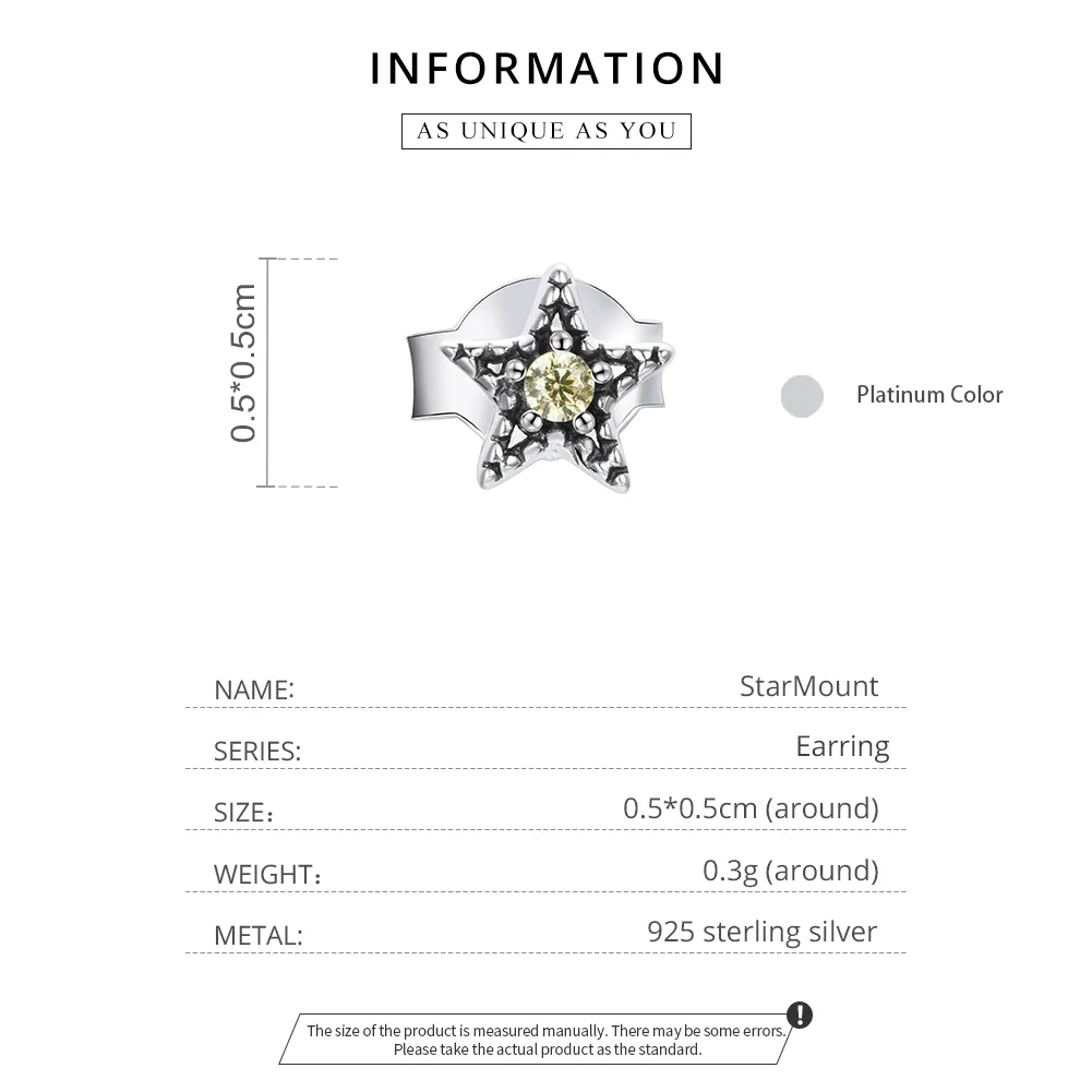 Pandora Style Silver Single Starmount øredobber - SCE1066