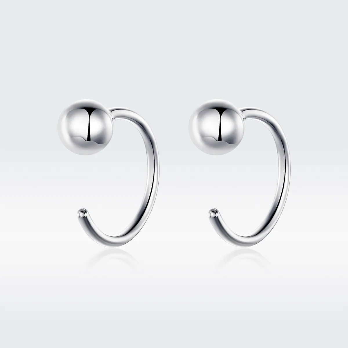 Pandora Style Silver Small Ball Hoop Earrings - SCE782-A