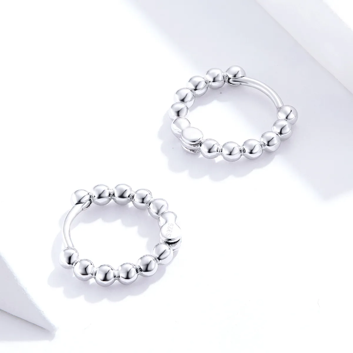 Pandora Style Silver Small Ball Hoop Earrings - SCE807-A