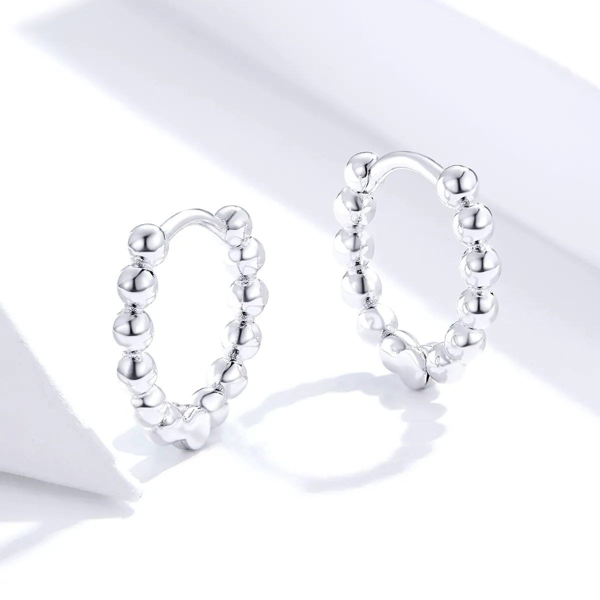 Pandora Style Silver Small Ball Hoop Earrings - SCE807-A