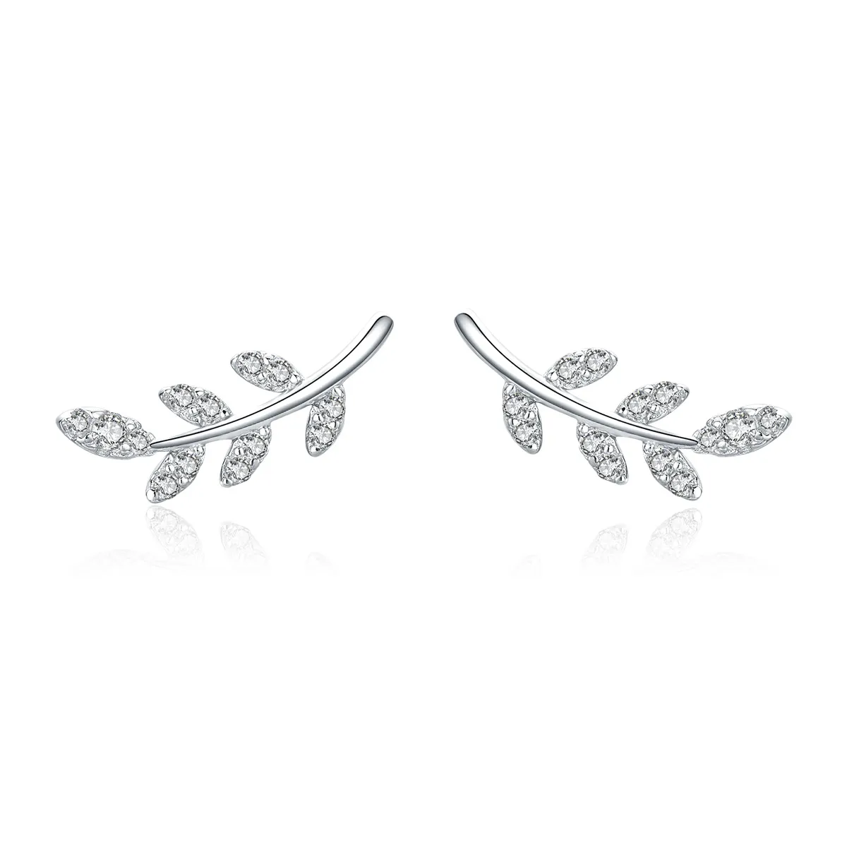 pandora style silver spring leaves stud øredobber bse031