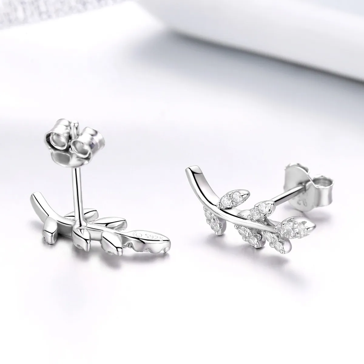 Pandora Style Silver Spring Leaves Stud øredobber - BSE031