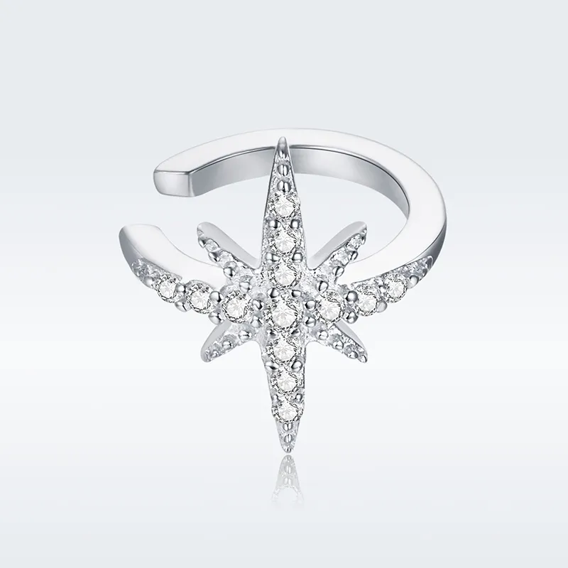 Pandora Style Silver Star Øreklips - SCE999-A