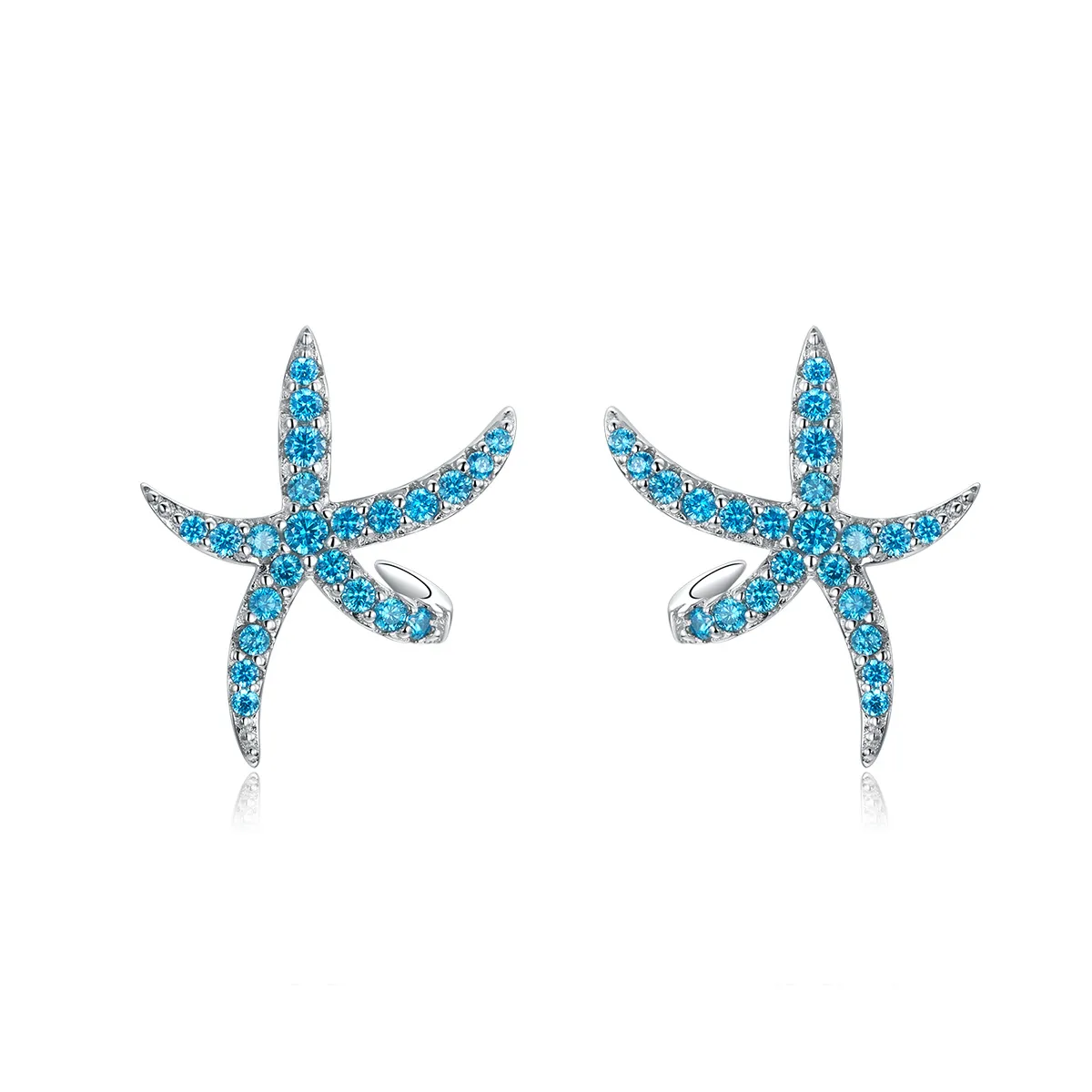 pandora style silver starfish stud øredobber bse136