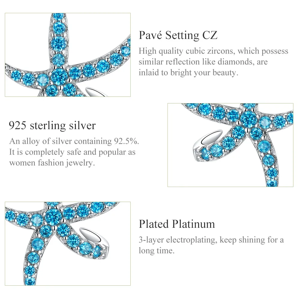 Pandora Style Silver Starfish Stud øredobber - BSE136