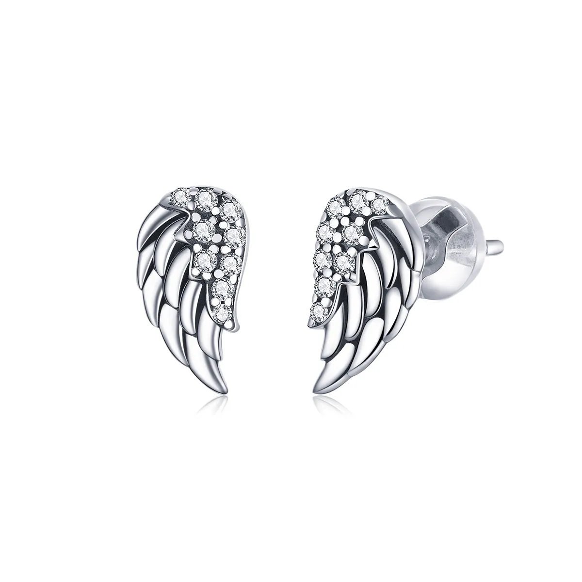 pandora style silver wings øredobber sce882