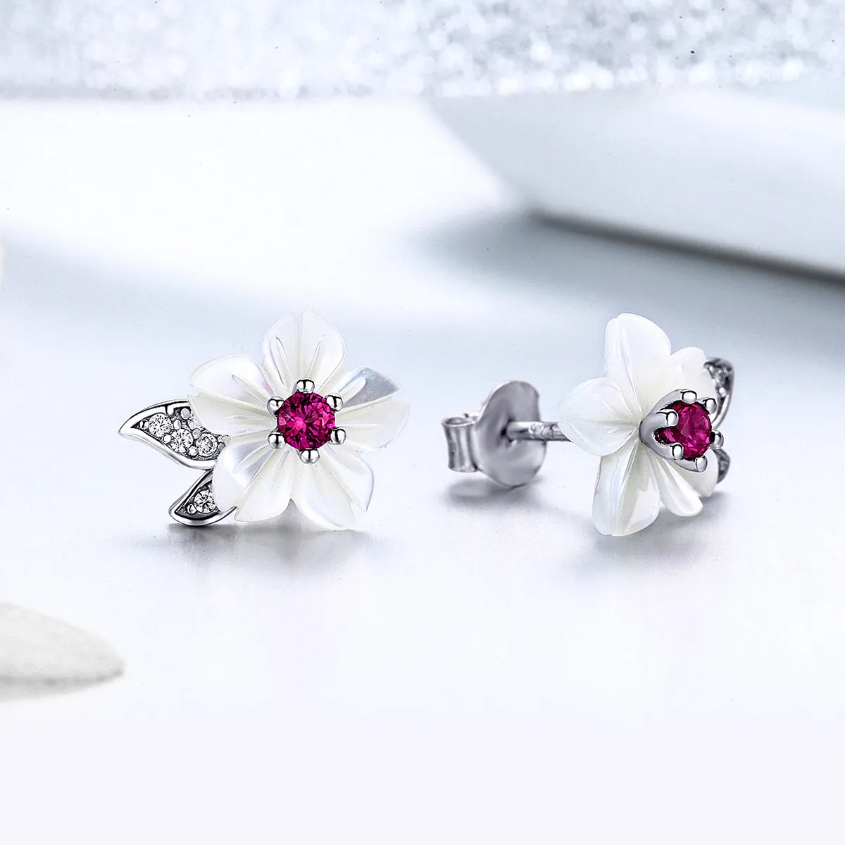 Pandora Style Sølv Cherry Blossom Stud øredobber - BSE055