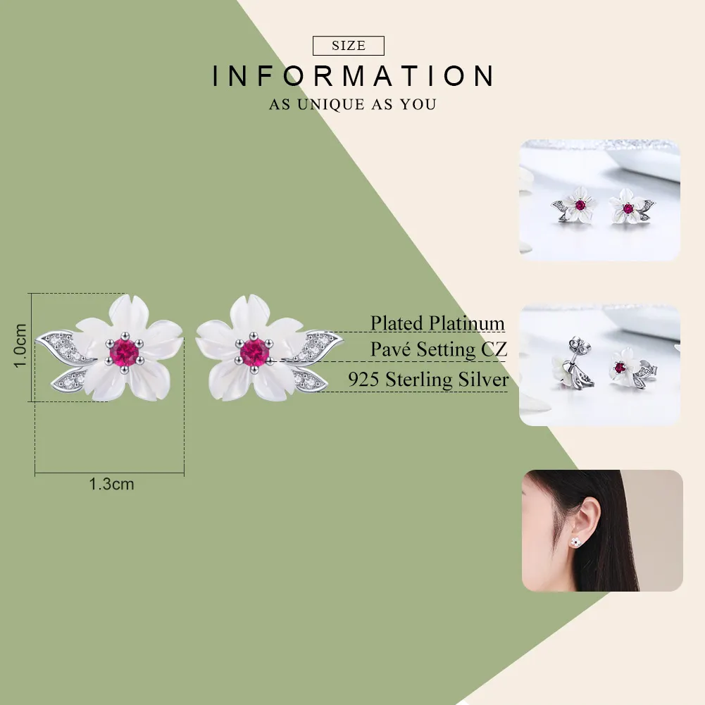 Pandora Style Sølv Cherry Blossom Stud øredobber - BSE055