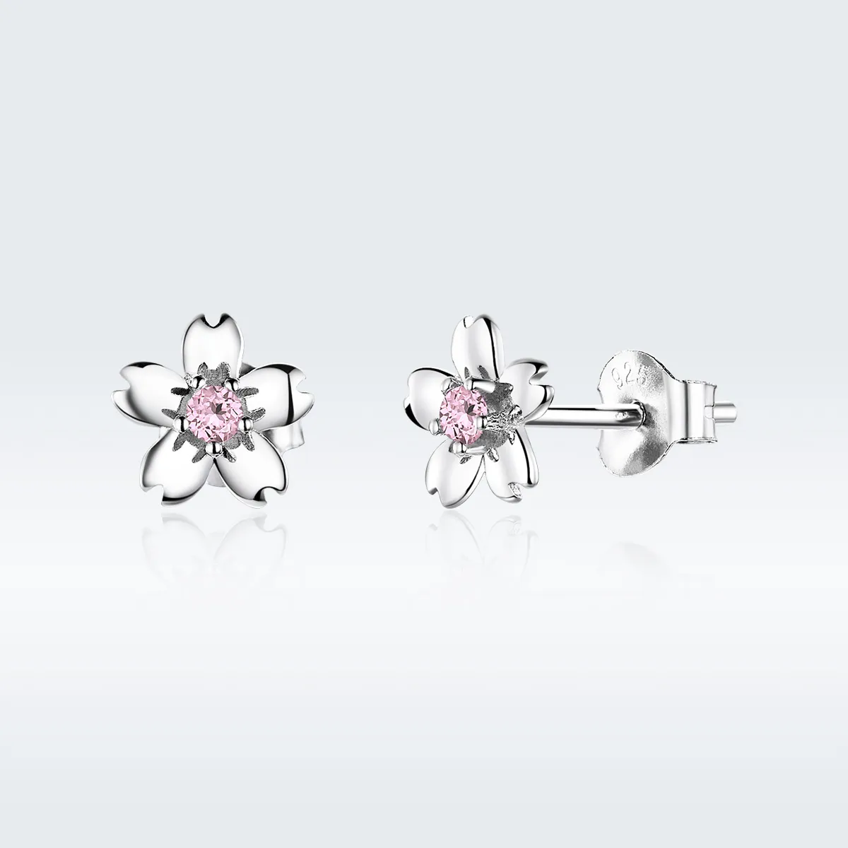 pandora style sølv daisy flower stud øredobber sce784