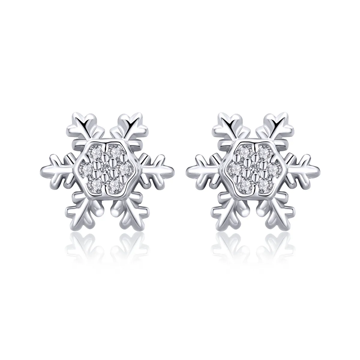 pandora style sølv elegant snowflakes stud øredobber bse009